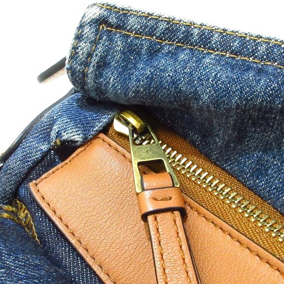 Loewe Blue Puzzle Leather Denim Engraved Handbag Name - Picture 10 of 13